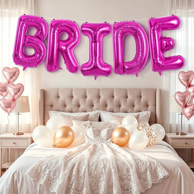 BRIDE Balloons Bachelorette, Hot Pink BRIDE Letter Balloon Bridal Balloons | - Image 5