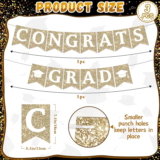 Pre-strung Congrats Banner, Graduation Banner Class of 2025 Graduation - Image 3