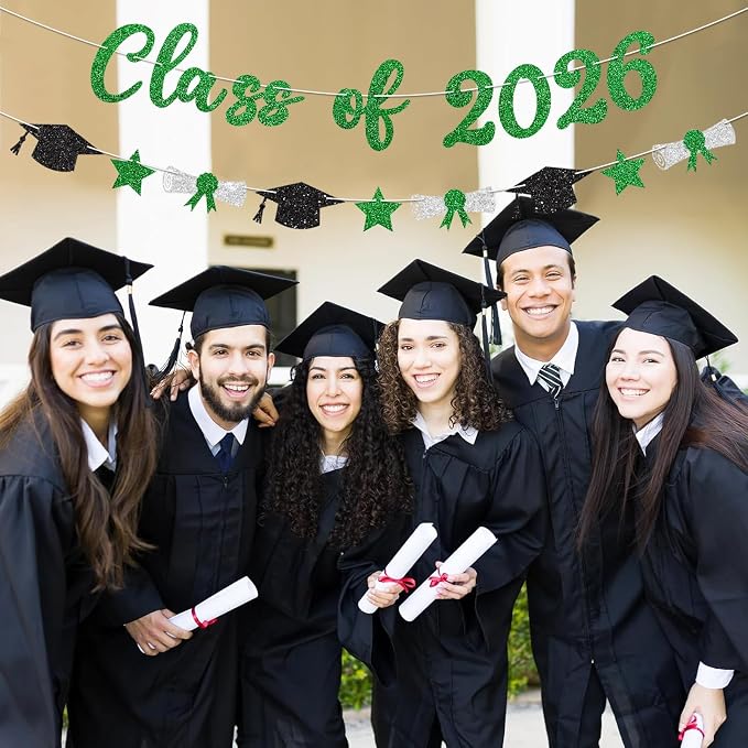 Class of 2026 Banner Green Graduation Decorations Prestrung 2026 Graduation - Image 4