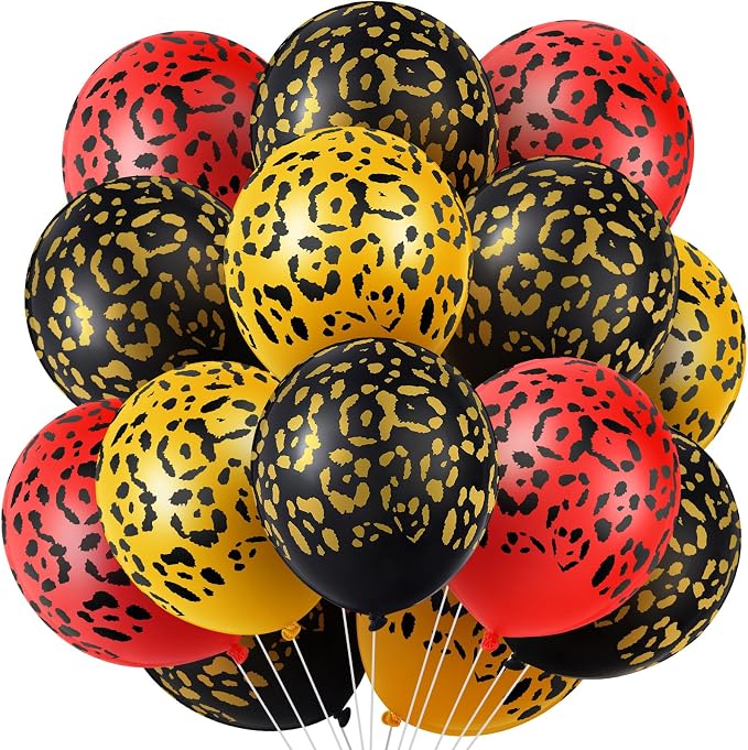 Gejoy 36 Pcs Cheetah Balloons Gold Black Red Leopard Print Balloons 12 Inch by Unknown
