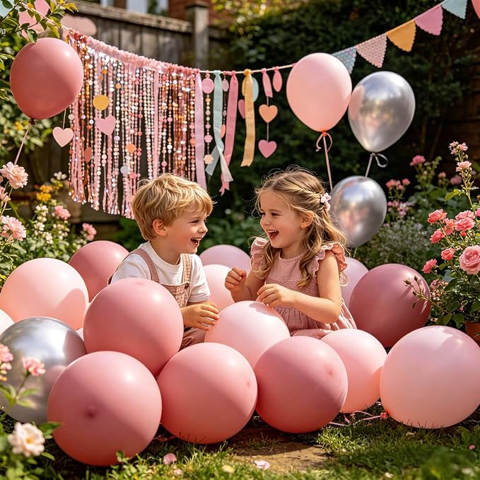 100pcs Dusty Pink Balloons 12 inch Round Latex | Boho Blush Retro Pink - Image 4