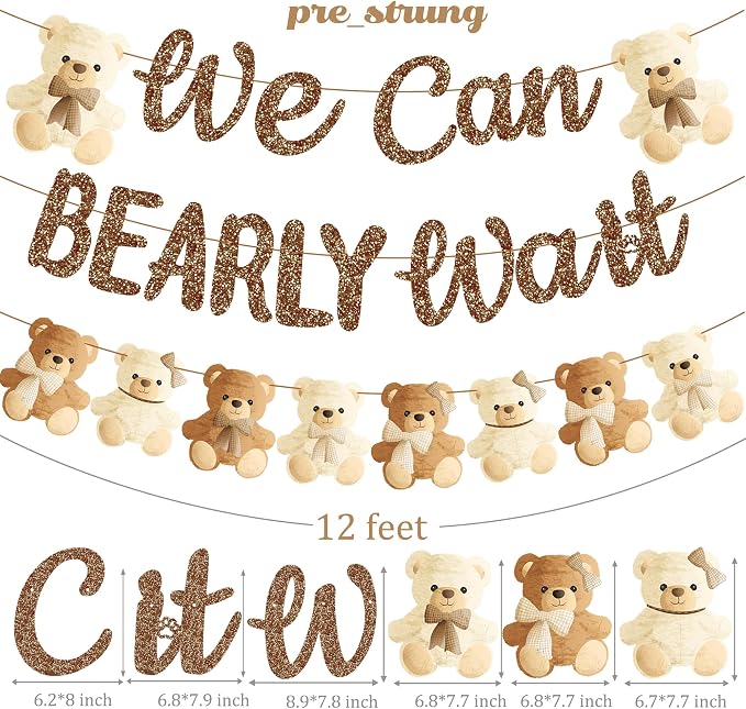 umoni Teddy Bear Banner, We Can Bearly Wait, Baby Shower Decorations, Gender - Image 3