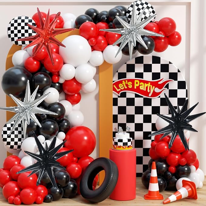 TONIFUL 8 Pcs Explosion Star Foil Balloon Black Silver Red Party Decoration | - Image 4