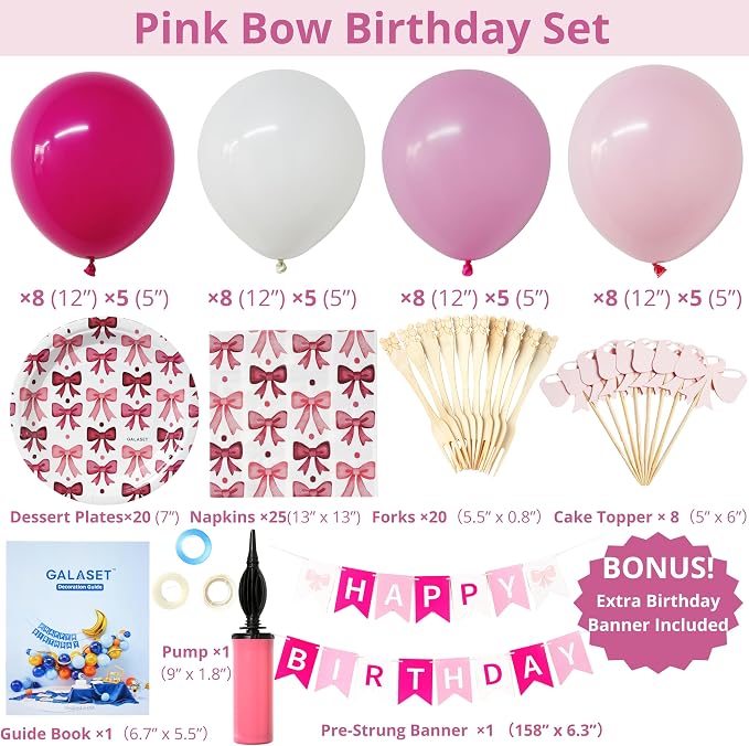 Pink Bow Birthday Decorations and Supplies - Image 2