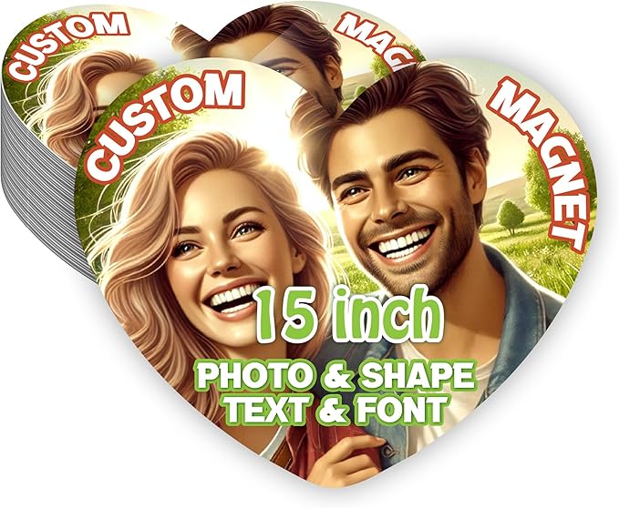 KETABAO – 15" Heart Custom Refrigerator and Car Magnets - Personalize with Photos of Your Home, Office and Vehicle