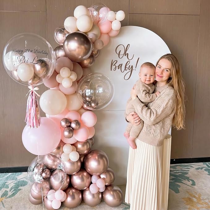 Dusty Pink Beige Balloon, 55 Packs 12 Inch Double Stuffed Retro Baby Pink and - Image 5