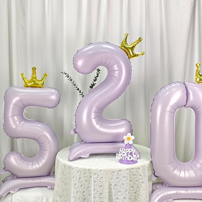 Standing Purple Crown Number 9 Balloon 40In Pastel Purple Crown 9 Balloon | - Image 5