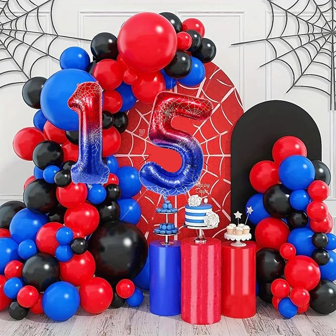 40 Inch Spider Theme Number Foil Balloons, Large Number 15 Balloons - Image 5