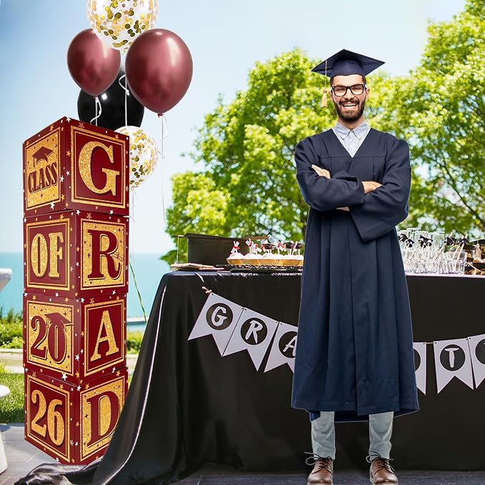 Maroon and Gold Graduation Boxs Letters Box | Class of 2026 Graduation Party - Image 3