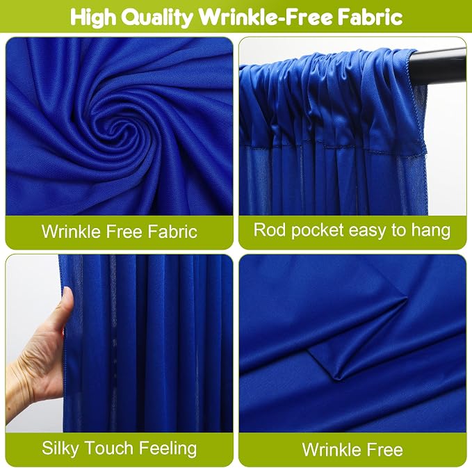 Royal Blue Backdrop Curtain for Parties Backdrop Drapes 10x10FT | Wrinkle Free - Image 3