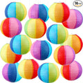 Treela 16 Pcs Beach Ball Paper Lanterns, Rainbow Hanging Paper Lanterns by Treela