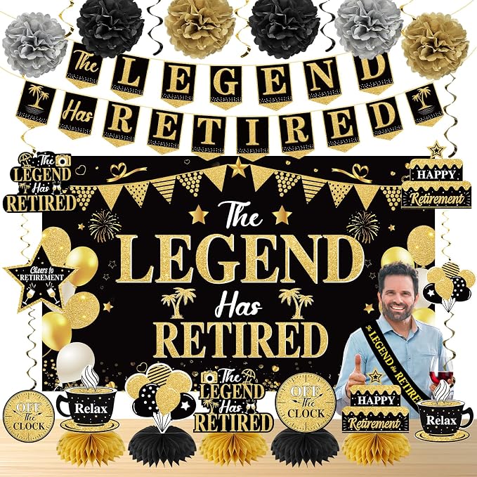Retirement Party Decorations for Men Happy Retirement Party Supplies Kit | by Uiorgui