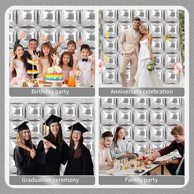 50 Pcs Square Foil Balloons 22 Inch Square Mylar Balloons, Metallic Square - Image 5