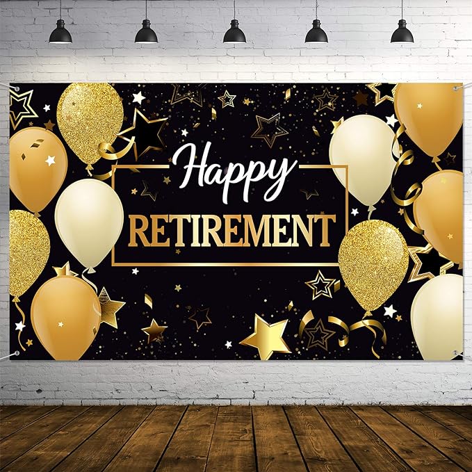 Blulu Retirement Party Decorations, Extra Large Fabric Retire Sign Banner Photo by Blulu