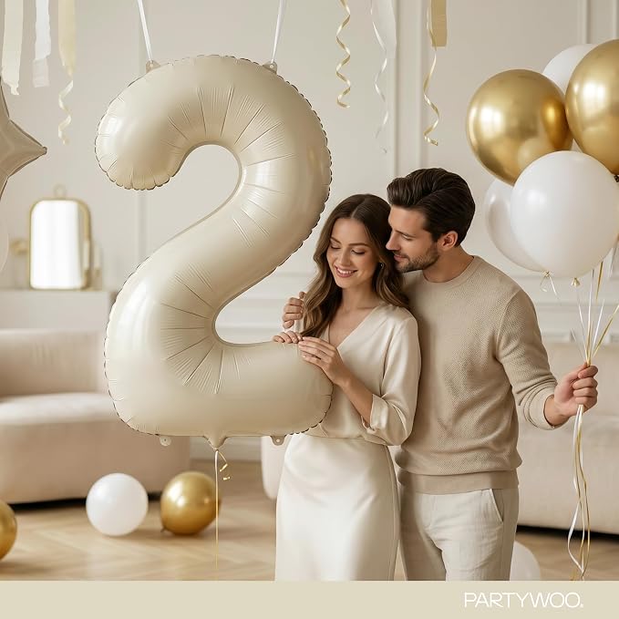 PartyWoo Number Balloons 40 Inch White Number 2 Kit 25pcs - Image 9