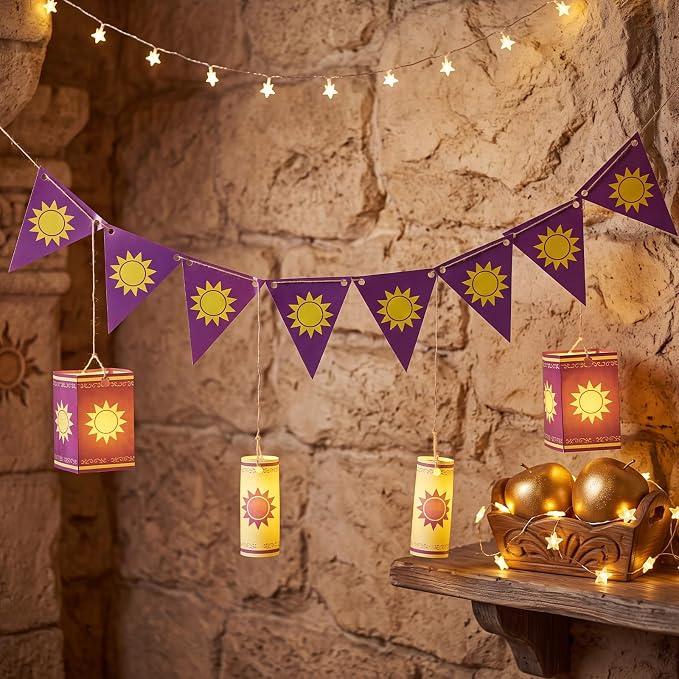 15 Pcs Princess Sun Party Decorations 4.92 ft Purple and Golden Hanging by Unknown