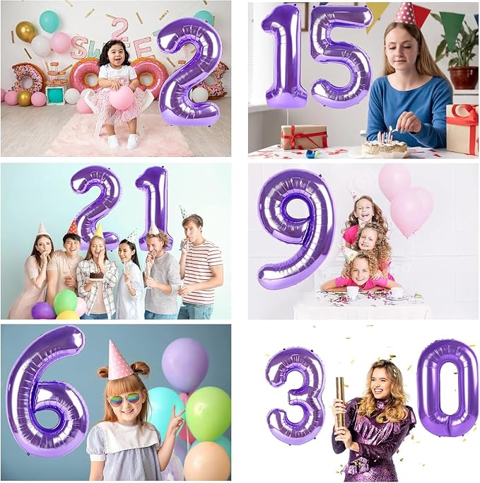 Purple Number Balloons, 40 Inch Purple Balloon 5.5 Helium Balloon 5th Birthday - Image 3
