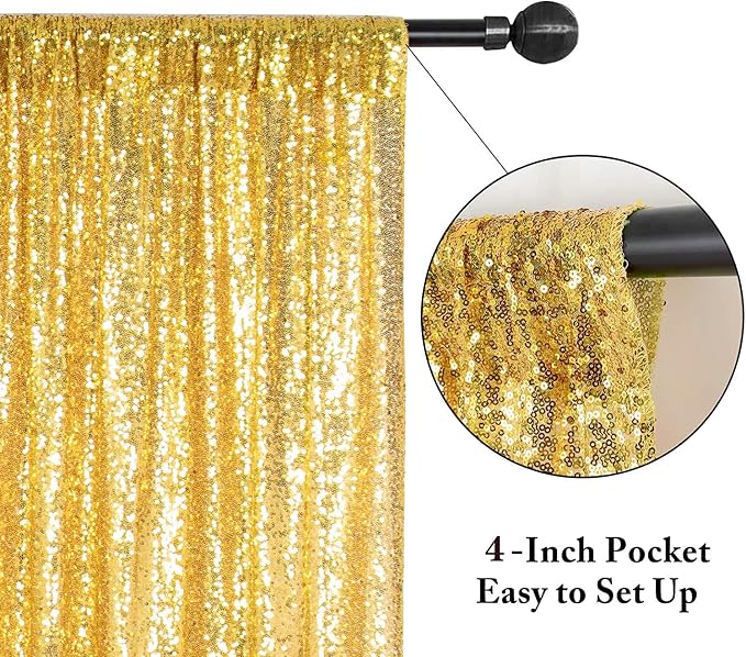 Eternal Beauty Gold 3mm Sequin Backdrop 10x10 Ft - Image 7