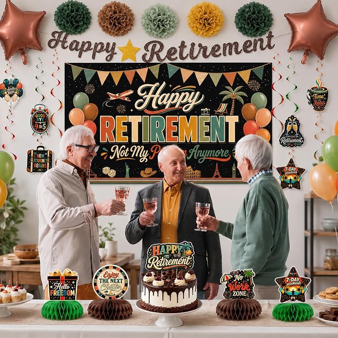 Retirement Party Decorations for Women Men, Vintage Retirement Party Set | - Image 5