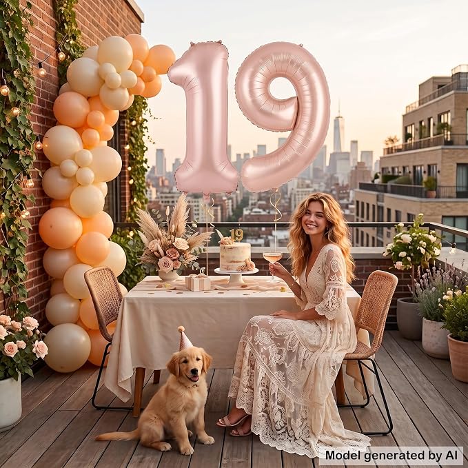 40 Inch Caramel Foil Number 19 Balloon - Image 4