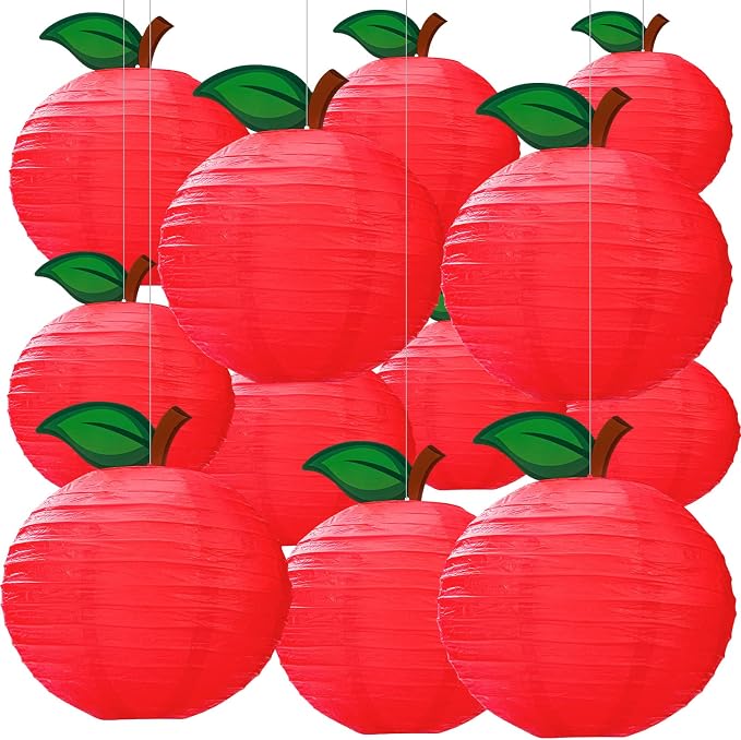 12 Pcs 10 Inch Back to School Decoration Red Apple Orchard Theme Hanging Paper by Retisee