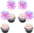 30 PCS Foil Firework Cupcake Toppers Sparkle Tinsel Cupcake Picks Happy by ZHUOWEISM