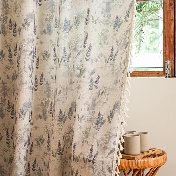 ENJOYBRIDAL Floral Curtains 96 Inch Long Vintage Semi Sheer Drapes Bedroom - Image 5