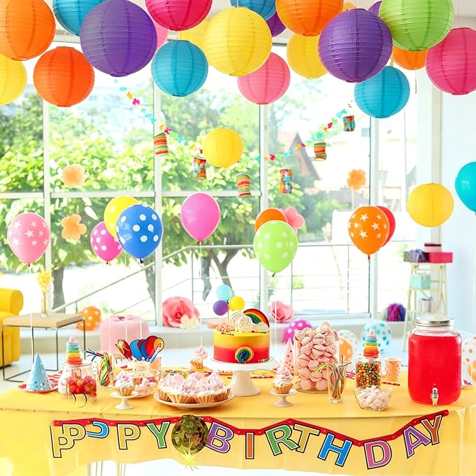 Qenk 12 Pcs Colorful Paper Lanterns - Image 7