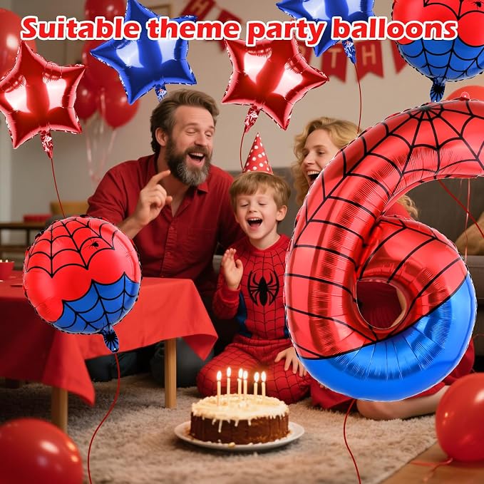 40 Inch Spider Theme Number Balloon, Number Block Foil Number 6 Balloons Large - Image 3