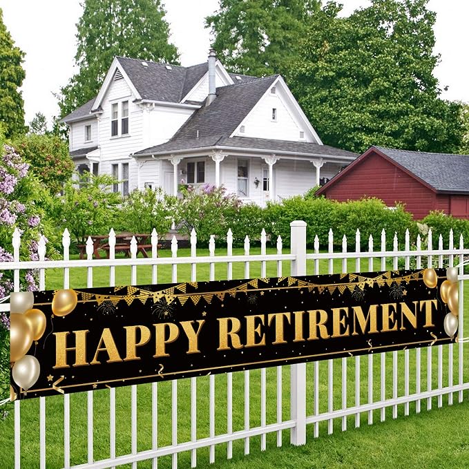 Large Happy Retirement Banner, Party Decorations Supplies - Image 4