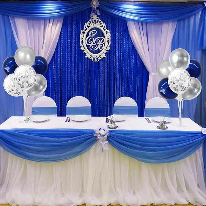 TONIFUL 6 Set Navy Blue Silver Balloon Stand Balloon Centerpieces - Image 7