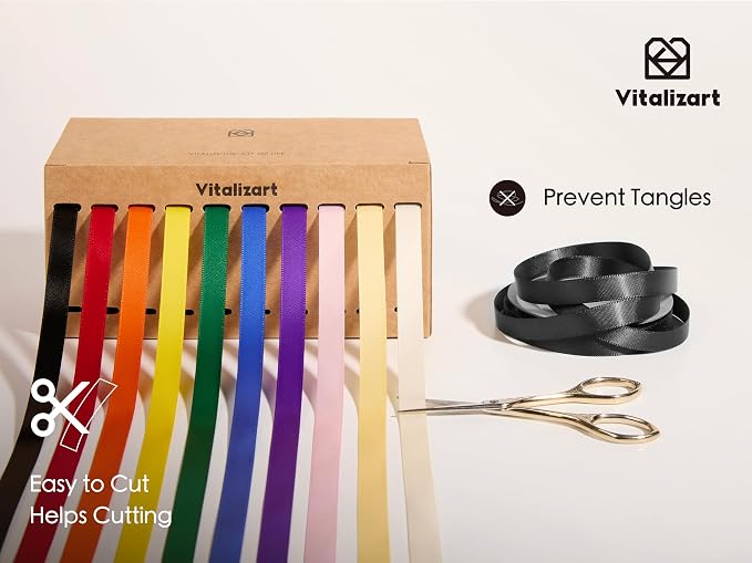 Vitalizart Rainbow Ribbons for Crafts 3/8" x 100Yds Double-Faced Satin Thin | - Image 5