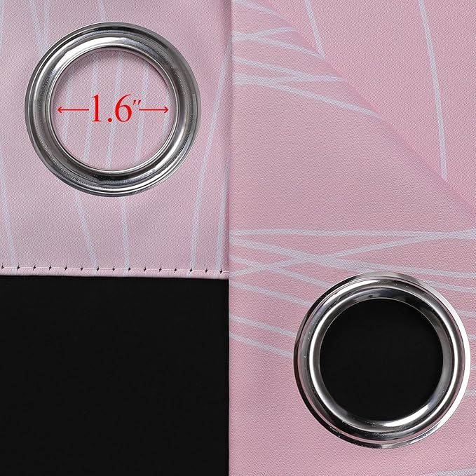 Pink and Teal Blackout Curtains 102 Inch Length 2 Panels Set, Thermal Insulated - Image 7