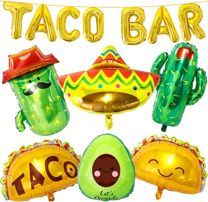 Taco Bar Decorations 13Pcs Mexican Fiesta Party balloons Taco Party Decorations by Lukinuo