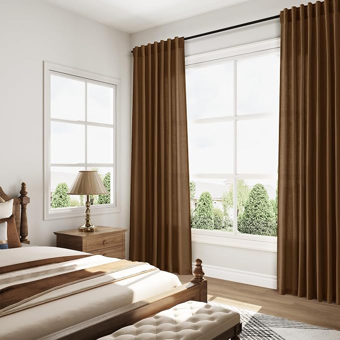 Tobacco Brown Linen Curtains 72 inch Length - Image 7