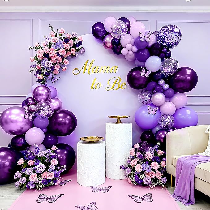 Bezente Purple Chrome Confetti Latex Balloons Kit 60pcs 12-in - Image 6