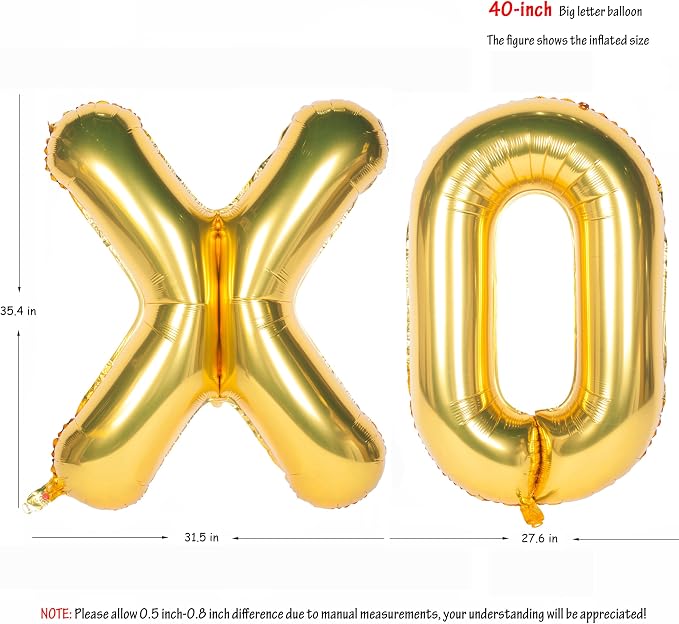 Gold Letter Balloons 40 Inch Giant Jumbo Helium Foil Mylar Balloons XO | - Image 2