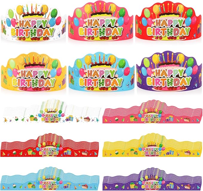 48 Pcs Happy Birthday Crowns Party Hats by Lemicin