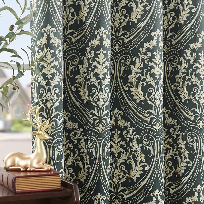 jinchan Blackout Curtains for Bedroom, Vintage Medallion Art Deco Drapes - Image 2