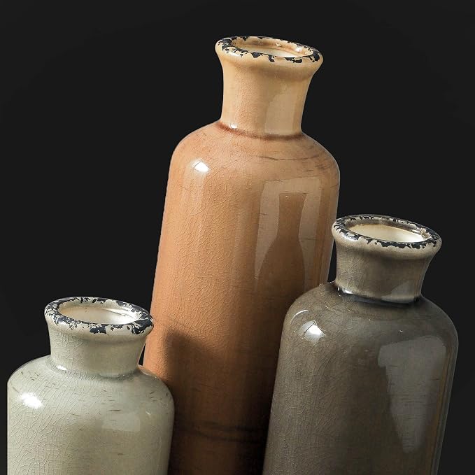 Ceramic Vase Set of 3, Neutral Flower Vases Home Decor, Pottery Rustic - Image 4
