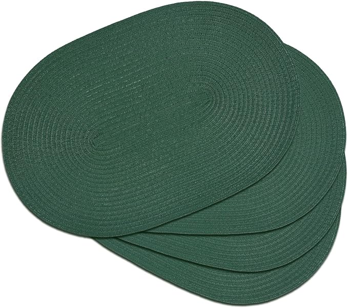 Placemats Set of 4, Woven Oval Braided Dining Table Mats | 12 x 17.5 Inch Size by Noctiflorous