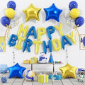 29PC Blue Yellow Happy Birthday Balloon Banner, 16 Inch 3D Aluminum Letter by Paready