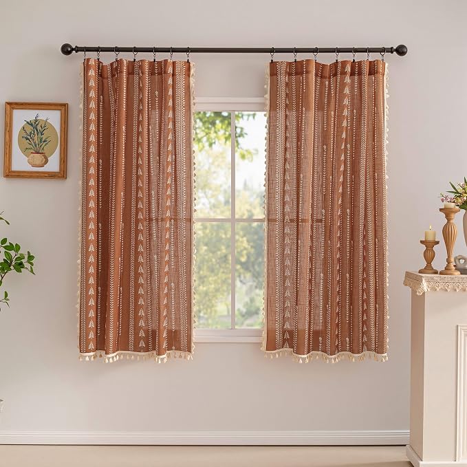 Boho Terracotta Curtains 63 Inch Length - Image 6
