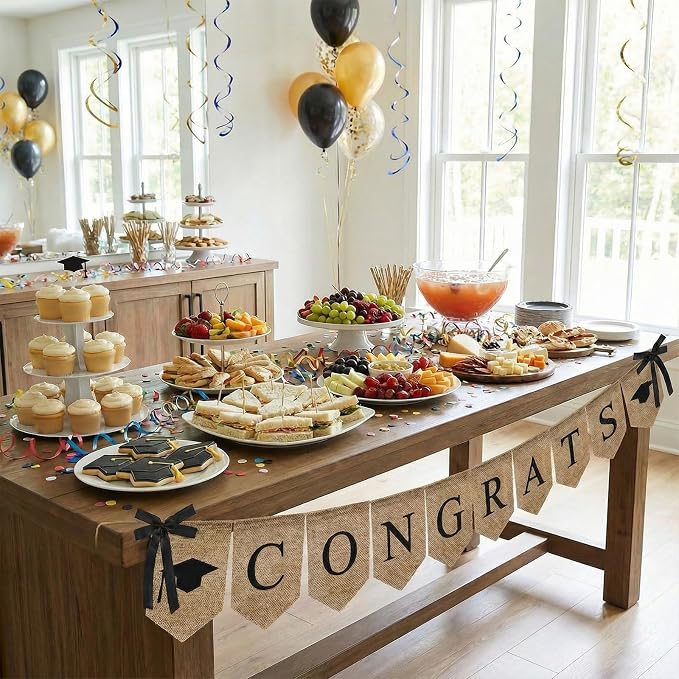 Congratulations Burlap Banner Class of 2026 Graduation Party Decorations | - Image 5