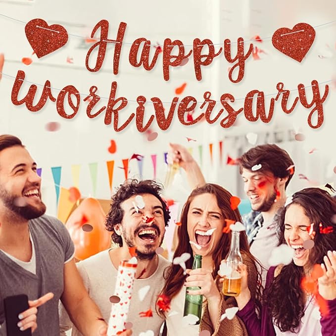 Red Glitter Happy Workiversary Banner - Image 5