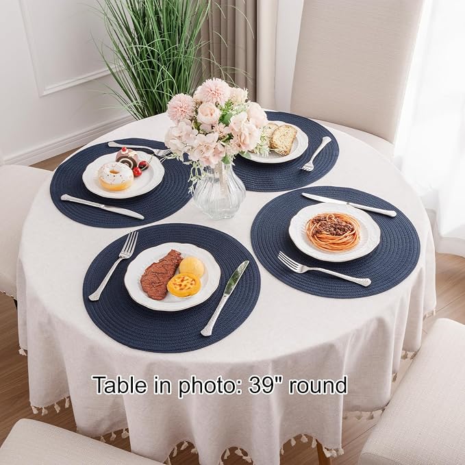 SHACOS Round Placemats Set of 6 Washable 15 inch Circle Polyester Woven Braided - Image 7