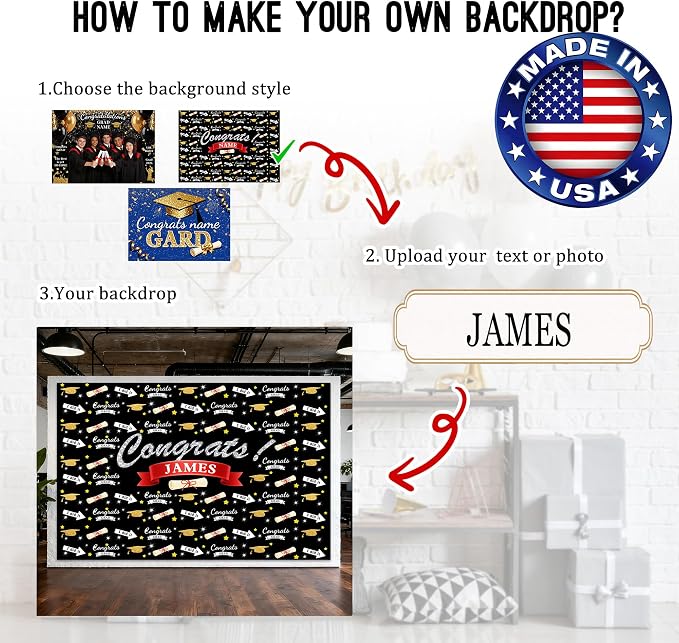 Custom Graduation Backdrop, 2026 Personalized Congrats Grad Photography - Image 2