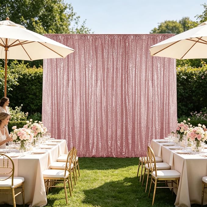 Hahuho Rose Gold Sequin Backdrop Curtain, Party Decoration（1 Panels, 4FT x 8FT - Image 4