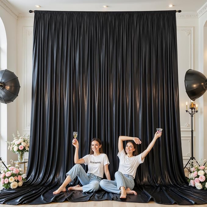 30x10ft Black Glitter Backdrop Curtain - Image 7