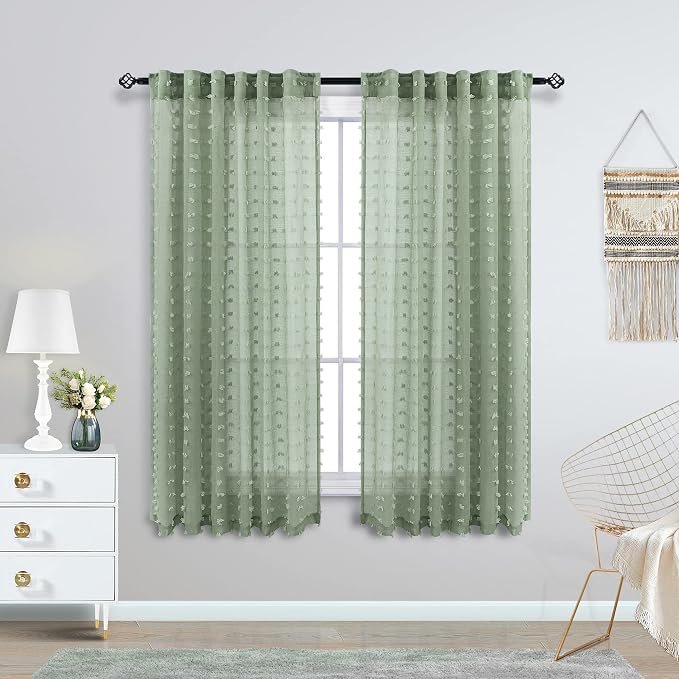 KOUFALL Sage Green Small Curtains by KOUFALL